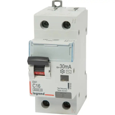 Дифференциальный автомат Legrand DX3 АВДТ 1P N C16 А 30 мА 6 кА АС 411002