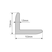 L-профиль 9.5x7.5x1.5x2000 мм, алюминий анодированный, цвет серебро