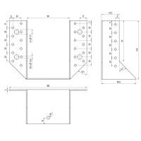 Опора бруса раскрытая Gah Alberts OBR R 100x140x2