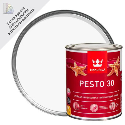 Эмаль Tikkurila Pesto 30 полуматовая цвет белый 0.9 л