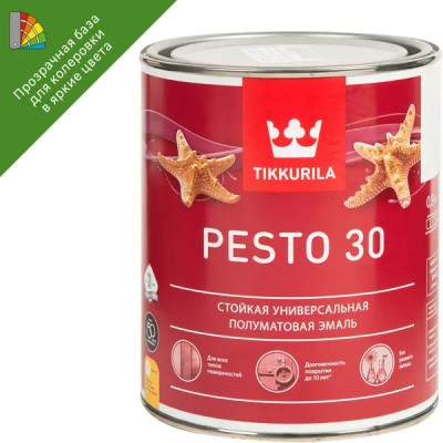 Эмаль Tikkurila Pesto матовая прозрачная база С 0.9л