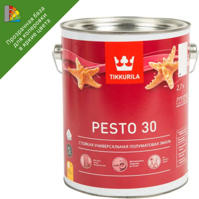 Эмаль Tikkurila Pesto матовая прозрачная база С 2.7л