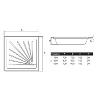 Душевой поддон стальной 80x80 см квадратный