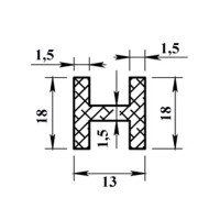 Профиль алюминиевый Н-образный 18х13х18х1.5x1000 мм