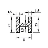 Профиль алюминиевый Н-образный 25х8х25х1.5x1000 мм