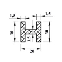 Профиль алюминиевый Н-образный 30х20х30х1.5x1000 мм