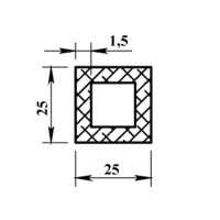 Профиль алюминиевый квадратный трубчатый 25х25х1.5x1000 мм
