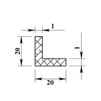 Профиль алюминиевый угловой 20х20х1x1000 мм