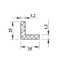 Профиль алюминиевый угловой 25х25х1.2x1000 мм