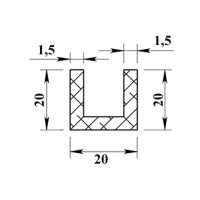 Профиль алюминиевый П-образный 20х20х20х1.5x1000 мм