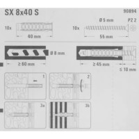 Дюбель для полнотелых материалов Fischer SX с шурупом 8x40 мм нейлон/оцинкованная сталь 10 шт.