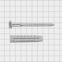 Дюбель для полнотелых материалов Fischer SX с шурупом, 12x60 мм, нейлон/оцинкованная сталь, 3 шт.