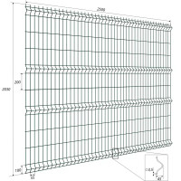 3D панель для забора Grand Line Light 2.5x2.03 м полиэстр RAL 6005