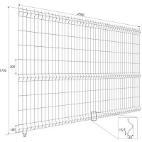 3D панель для забора Grand Line Light 2.5x1.73 м оцинкованный