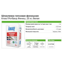 Шпаклёвка гипсовая финишная Knauf Ротбанд Финиш 25 кг