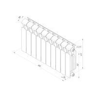 Радиатор Rifar Monolit 350/100 биметалл 10 секций боковое подключение цвет белый