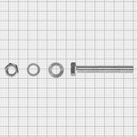 Болт с гайкой и шайбой M8x60 мм, 3 шт.