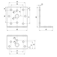 Угол крепежный оцинкованный 40x60x60х2.5