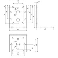 Угол крепежный GAH ALBERTS KU 80x60x60x2.5