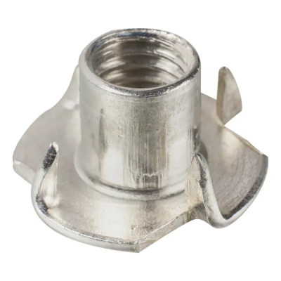 Гайка мебельная забивная 10 мм, цвет хром, 4 шт.