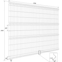 3D панель для забора Grand Line Light 2.5x2.03 м оцинкованный