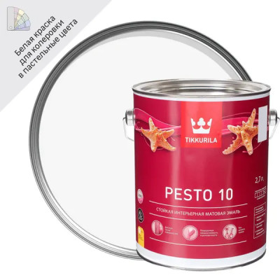 Эмаль Tikkurila Pesto 10 матовая цвет белый 2.7 л