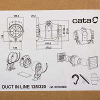 Вентилятор канальный центробежный Cata SMT D125 мм 32 дБ 365 м³/ч цвет слоновая кость