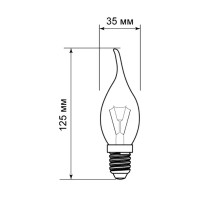 Лампа накаливания Bellight E14 230 В 60 Вт свеча на ветру прозрачная 3 м2 свет тёплый белый
