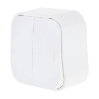 Выключатель двухклавишный - Legrand Quteo - IP20 10А 250В винтовые зажимы накладной монтаж - белый