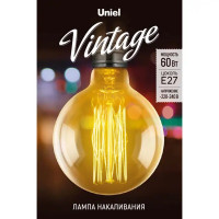 Лампа накаливания Uniel Vintage шар G95 E27 60 Вт 300 Лм свет тёплый белый