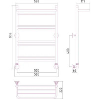 Полотенцесушитель водяной с полкой ВПС 34 нержавеющая сталь 50x80 см