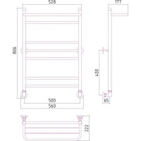 Полотенцесушитель водяной с полкой ВПС-38 нержавеющая сталь 50x80 см