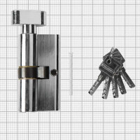 Цилиндр Palladium 60, 30x30 мм, ключ/вертушка, цвет хром