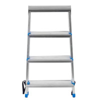Стремянка алюминиевая двухсторонняя Ladderbel STR2-AL-4 4 ступени, максимальная нагрузка 150 кг