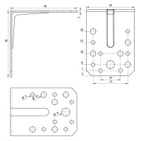 Угол крепежный усиленный из нержавеющей стали GAH ALBERTS KUU 90x90x65x2