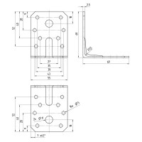 Угол крепежный усиленный из нержавеющей стали GAH ALBERTS KUU 70x70x55x2.5