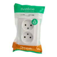 Розетка двойная встраиваемая Systeme Electric Этюд без заземления, цвет белый