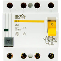 УЗО Iek Home ВД1-63 3P N 25 A 30 мА 4.5 кА AC MDV10-4-025-030