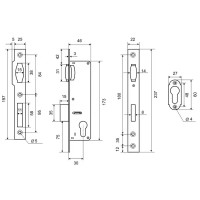 Корпус замка Palladium 0155, 30 мм, цвет латунь