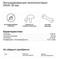 Экструдированный пенополистирол XPS Укна 50 мм Т-15 585x1185 мм 0.69 м²