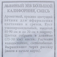 Львиный зёв «Калифорния» смесь окрасок БП