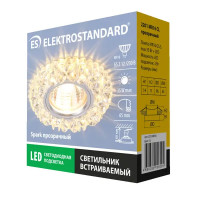 Спот точечный встраиваемый Elektrostandard 2201 с LED-подсветкой под отверстие 65 мм, 1 м², цвет зеркальный/прозрачный