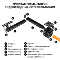 Заглушка лотка водосточного Gidrolica 27x146x83 мм цвет черный