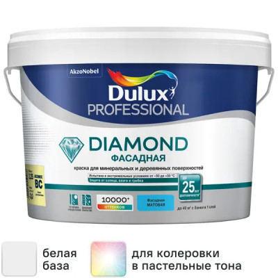 Краска фасадная Dulux Prof Diamond матовая цвет белый база BW 2.5 л