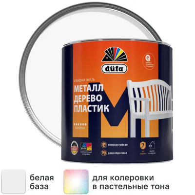 Эмаль Dufa глянцевая глянцевая цвет белый 1.8 л база 1