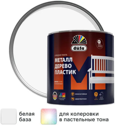 Эмаль Dufa полуматовая цвет белый 1.8 л база 1
