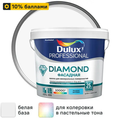 Краска фасадная Dulux Prof Diamond матовая цвет белый база BW 5 л