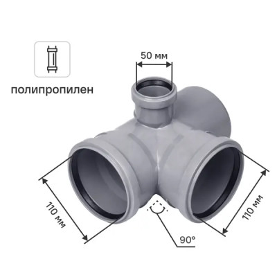 Крестовина двухплоскостная ø110x110x50/87° левая полипропилен