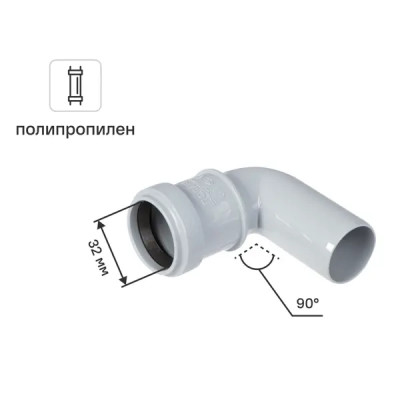 Отвод ø 32x87° полипропилен
