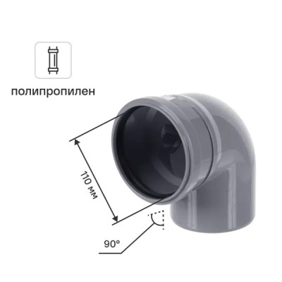 Отвод Политэк левый Ø 110 мм полипропилен